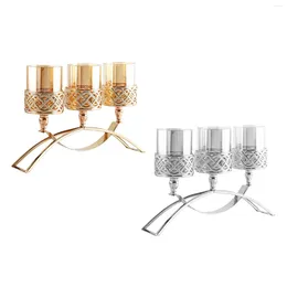 Candle Holders Decorative Crystal Glass Candlestick With 3 Candelabras For Dinning Room