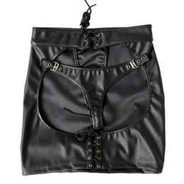 and sexy womens PU artificial leather mini leather with thong and leather club DS dance bound sex underwear skiing nightclub 240516