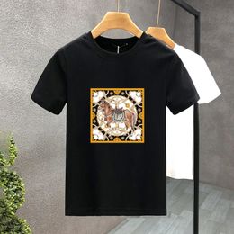 High Quality Luxury Brand 100% Cotton Design Horse Printing Tees Summer Harajuku MenWomen Short Sleeve T-shirt Asian Size S-5XL 240511