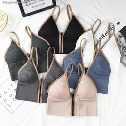 Yoga Outfit Sexy Seamless Bras For Women Padded Underwear U Backless Bralette Sleep Top Camis Cotton Wireless Fitness Zipper Bra Lingerie