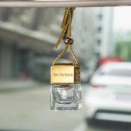 Storage Bottles 8ML Gold And Silver Hollow Square Transparent Perfume Bottle Car Mounted Fragrance Hanging Accessories Empty