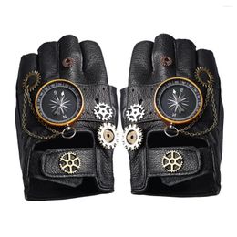 Party Supplies Steampunk Medieval Pirate PU Leather Fingerless Compass Gloves Men Women Cosplay Costumes Props Hip Hop Halloween Dress Up