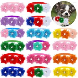 Dog Apparel 50/100pcs Fashion Bow Tie Flower Collar Lace Diamod Accessories Small Dogs Cat Puppy Bowtie Bowties Pet Supplies