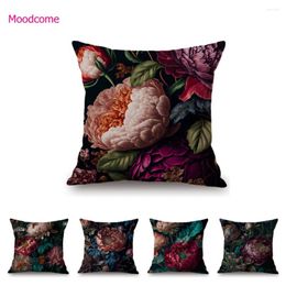 Pillow Modern Art Beautiful Flower Floral Print Cotton Linen Sofa Decorative Throw Case Home Decoration Chair Seat Cover