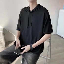 Men's T Shirts Fashion Men Baggy Short Sleeve Hooded Pullover Hoodie T-Shirt Solid Colour Hip Hop Tees Top Shirt For Man Clothing