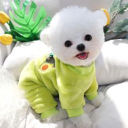 Dog Apparel Four Legged Clothes Autumn Teddy One Piece Clothing Yorkshire Warm Pullover Puppy Fruit Can Tractable