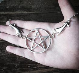 Pendant Necklaces Silver Color Pentagram Pagan Necklace Alter Lnspired Long Big Gothic Classical Occult Dark Gift Men 2021 Fashion2071635