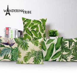 Pillow Tropical Print Cover Leaves Throw Linen Covers 45x45 Cm Decorative Cases Custom High Quality Kissen