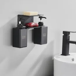 Liquid Soap Dispenser Black/White Aluminium Bathroom Free Nail Shower Gel Dispensers Dish With Shelf Lotion Pump Bottle