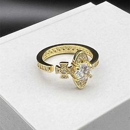 Designer Westwoods Saturn diamond ring net red high-grade feeling zircon opening adjustable same as Ouyang star Nail
