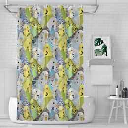 Shower Curtains Parakeets Cute Bird Animal Waterproof Fabric Funny Bathroom Decor With Hooks Home Accessories