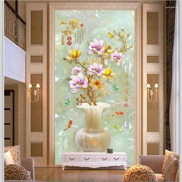 Wallpapers Wellyu Custom Wallpaper 3d Entrance Customs Safe And Wealthy Vase Jade Carved Mystery TV Background Papel De Parede