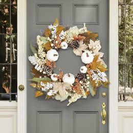 Decorative Flowers Artificial Thanksgiving Wreath Flower DIY Wedding White Pumpkin Garland Home Living Room Party Pendant Wall Decoration