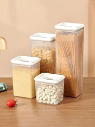 Storage Bottles WORTHBUY Kitchen Food Tank Plastic Sealed Multigrain Box Clear Grain Organizer Jar Tea Can Beans Case