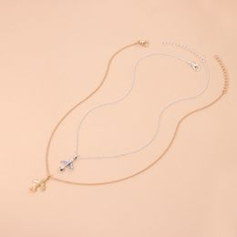 Designer Gold and 925 silver Fashion Gift Necklaces Woman jewelry Necklace Designer aircraft choker With Elegant box insect 063 XL