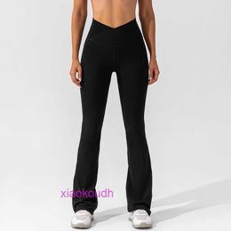 Aaa Designer Lul Calças esportivas femininas confortáveis para ioga, cintura alta, slim fit, sino para mulheres, casual, levantamento de quadril, fitness, micro queimado, dança, perna larga