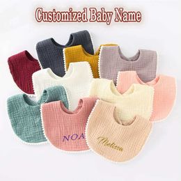 Bibs Burp Cloths Embroidered baby with name baby accessories newborn baby girl clothing for boys and uncles waterproof cotton baby bibs children d240513