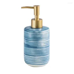 Liquid Soap Dispenser 1 Pcs 18X7cm Ceramics Bottle Set Large-Capacity Lotion Press Empty Blue