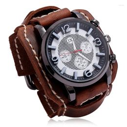 Wristwatches Retro Watch For Men Women Luxury Wristwatch Clocks Cow Leather Strap Fashion Blue Glass Punk Style Bracelet Relogio Masculino