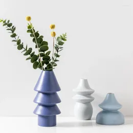 Vases Nordic Geography Ceramic Vase Living Room Flower Arrangement Dry Of Crafts Painting Bottle Material Wedding