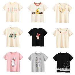 T-shirts 2023 Korean Summer Short Sleeve Children Girl T-shirts Printed 2-8 Years Cotton Toddler Girl Tops Kids Baby Girl Tees Clothes T240509