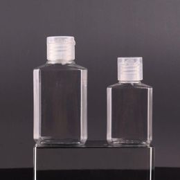 30ml 60ml Empty PET plastic bottle with flip cap transparent square shape bottle for makeup fluid disposable hand sanitizer gel Xnlji Uolwc