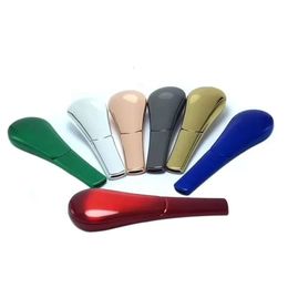 Mini Metal Journey Spoon 3,8 polegadas 1pc Tubblers de tubo de fumantes Magnet Scoop liga de zinco Anodizada com caixa de presente Tobacco Pipes FY3657 906 S