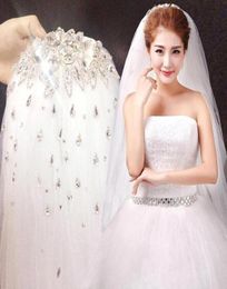 HighGrade Rhinestone White Wedding Veil Short Bridal Veil 15 Meters Crystal Beaded Veils Wedding Accessories8551141