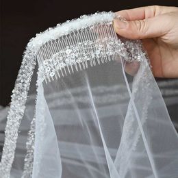 Wedding Hair Jewelry Bridal Veils Wedding Crystal Beaded Wedding Veils with Beading Long Cathedral 1 Tier Bridal Hair Accessories 2024 Summer VP77