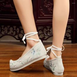 Slippers Nose Toe Women Comfortable Canvas Flat Platforms Chinese Embroidered Ladies Casual Hanfu Old Beijing Shoes