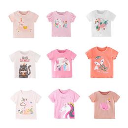 T-shirts 2023 Summer 2-8 Years Kids Girl Shorts Sleeve T-shirts Printed Little Girl Top Toddler Baby Girl T Shirts Young Children Clothes T240509