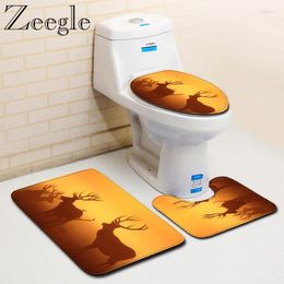 Bath Mats Zeegle Europe Style Non-Slip Mat Set Bathroom Carpet Rug Toilet Memory Foam Coral Fleece Floor
