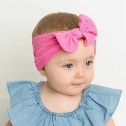 Hair Accessories 1PCS New Cotton Solid Baby Headband For Girls Kid Wide Bow Knot Turban Elastic Hairbands Handmade Headwear Baby Hair Accessories