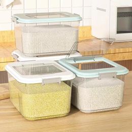 Storage Bottles 12.5KG Rice Dispenser Box Grain Container Sealed Cereals Bucket Dog Food Kitchen Organizer