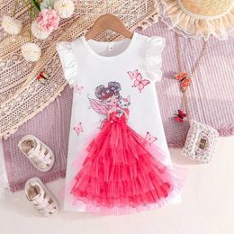 Girl's Dresses Dress For Kids 2-7 Years old Fashion Summer Cute Elf Ruffled Sleeve Tulle Princess Dresses Ootd For Baby GirlL2405