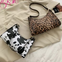 Gusure Fashion Leopard Pattern Shoulder Women Bag Hand Personality Wild Pu Leather Designer Purses and Handbags 240508