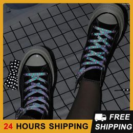 Shoe Parts 1 Pair Shoestring Personality Rope Double-sided For Kids Adult Canvas Flat Shoelace Exquisite Luminous Reflective