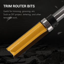 Storage Bags 4Pcs Flush Trim Router Bits Top Bearing Bit 1/4 Inch Shank Straight Pattern Template Wood Milling Cutter Tool