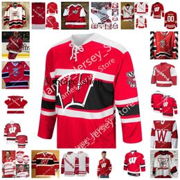 Vin NCAA Wisconsin Badgers Stitched College Hockey Jersey Trent Frederic Cameron Hughes Ryan Wagner Jake Linhart CHRIS CHELIOS Ryan Suter K