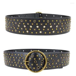 Belts Womens Leathers Belt For Jeans Pants Dresses Black Ladies Waist With Studded & Pin Buckle Gothic Dropship