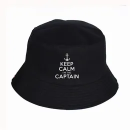 Berets Funny Fisherman Cap Keep Calm I'm The Captain Motor Boat Sailing Sea Bucket Hat Summer Men Women Outdoor Panama Fishing Caps