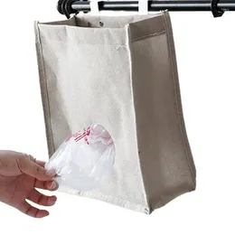 Storage Bags Wall Mounted Bag Shopping Garbage With Hooks And Round Extraction Port Suitable For Kitchen