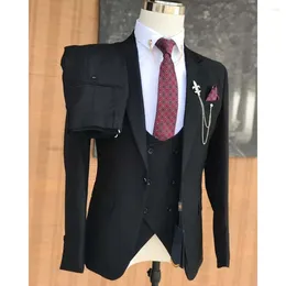 Men's Suits Elegant Wedding Men Single Breasted Paeak Lapel SSlim Fit Blazer Formal 3 Piece Jacket Pants Vest Outfits Costume Homme