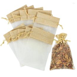 Gift Wrap 10pcs Linen Burlap Wedding Organza Bags Drawstring Pocket Jute Pouch Packaging Bag For Favours Party Jewellery Pouches