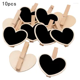 Party Decoration 10Pcs Mini Blackboard Wooden Clips Heart Chalkboard Paper Clip Message Board Signs Wedding Birthday Supplies