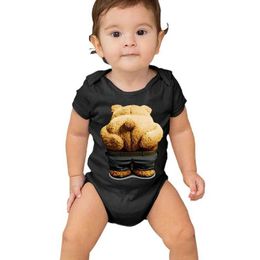 Rompers Newborn baby clothing cartoon teddy bear butt jumpsuit cute short sleeved tight fitting suitL2405