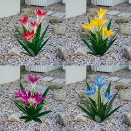 Decorative Flowers Plant Ornaments Creative Lily Crafts Outdoor Yard Flower Sculpture Decorations Garden Building Lawn Q4R6