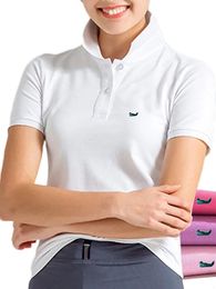 On Sale Original Mesh 100 Cotton Summer Women Short Sleeve Polos Shirts Tops Embroidery Fish Shirt Tees 240429