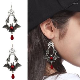 Dangle Earrings Dark Gothic Drop For Women Exaggerated Red Vampire Bat Blood Waterdrop Glass Crystal Men's Earing Wholesale Jewellery