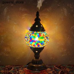 Night Lights Trkiye Mosaic Night Light Table Lamp Retro Art Decoration Mosaic Glass Romantic Bed Lamp S240513